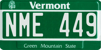VT license plate NME449
