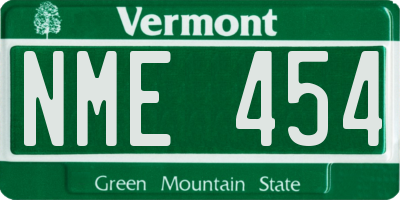 VT license plate NME454