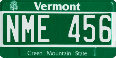 VT license plate NME456