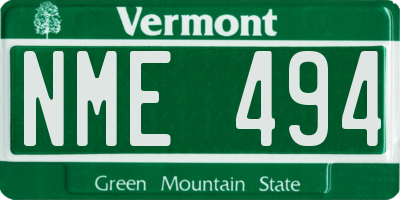 VT license plate NME494