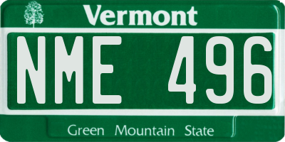 VT license plate NME496