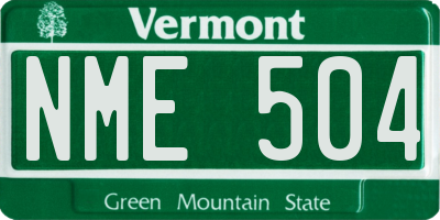 VT license plate NME504