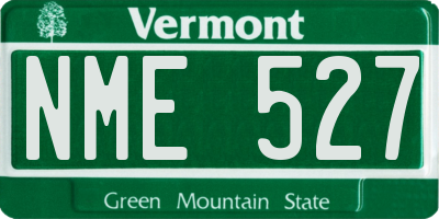VT license plate NME527