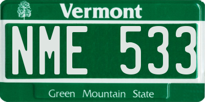VT license plate NME533