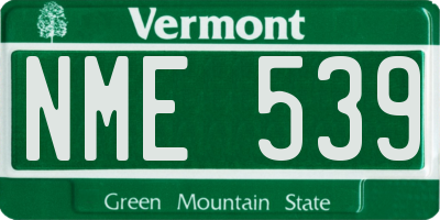 VT license plate NME539