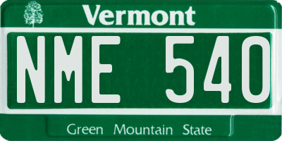 VT license plate NME540