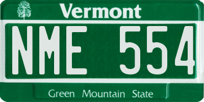 VT license plate NME554