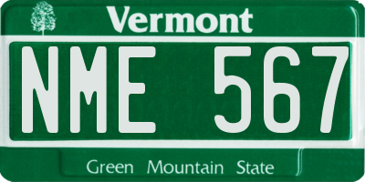 VT license plate NME567