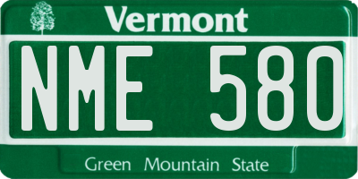 VT license plate NME580
