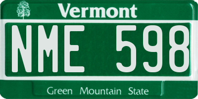 VT license plate NME598