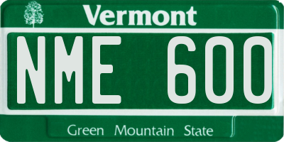 VT license plate NME600