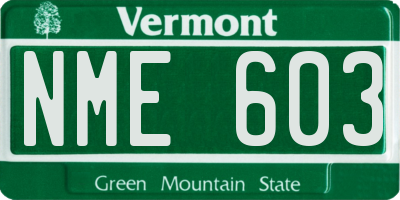 VT license plate NME603