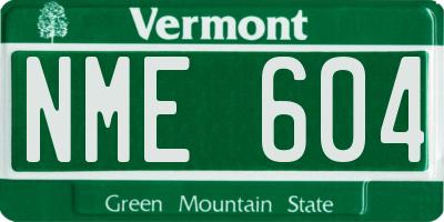 VT license plate NME604