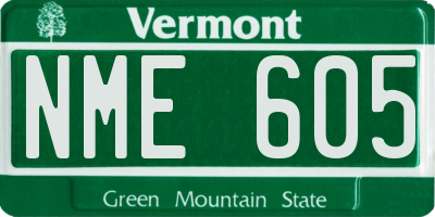 VT license plate NME605