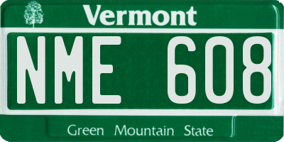 VT license plate NME608