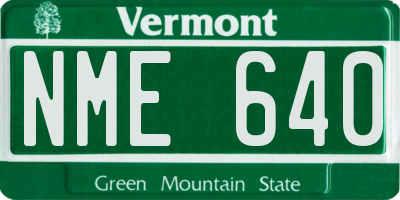 VT license plate NME640