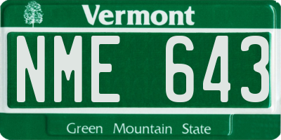 VT license plate NME643
