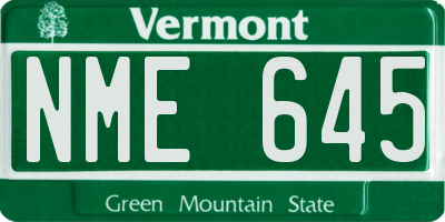 VT license plate NME645