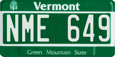 VT license plate NME649