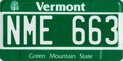 VT license plate NME663