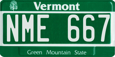 VT license plate NME667