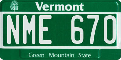 VT license plate NME670