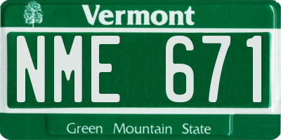 VT license plate NME671
