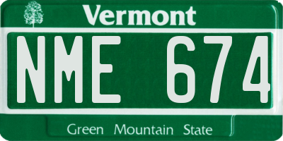 VT license plate NME674