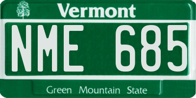 VT license plate NME685