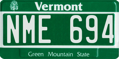 VT license plate NME694