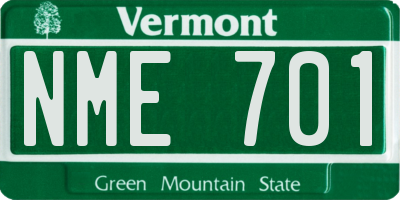 VT license plate NME701