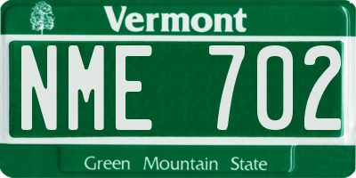 VT license plate NME702
