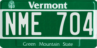 VT license plate NME704