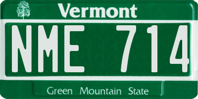 VT license plate NME714