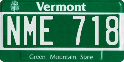 VT license plate NME718