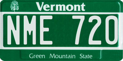 VT license plate NME720