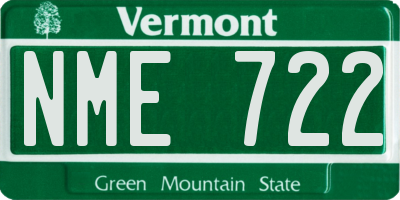 VT license plate NME722