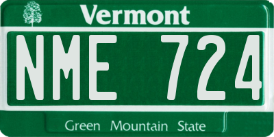 VT license plate NME724