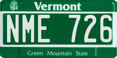 VT license plate NME726