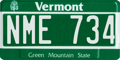 VT license plate NME734