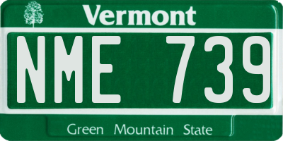 VT license plate NME739