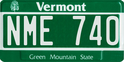 VT license plate NME740