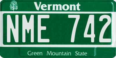 VT license plate NME742
