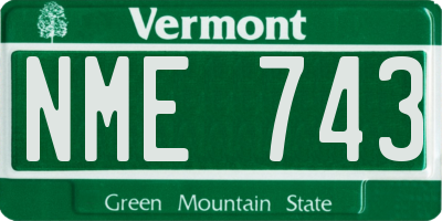 VT license plate NME743