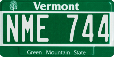 VT license plate NME744