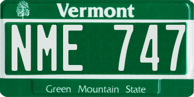 VT license plate NME747