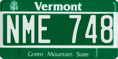 VT license plate NME748