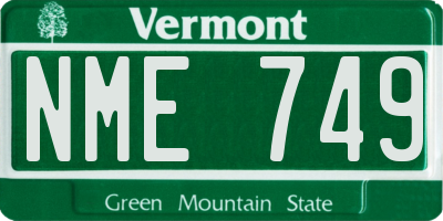 VT license plate NME749
