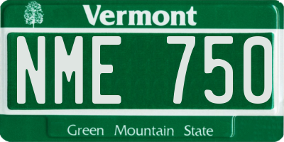 VT license plate NME750