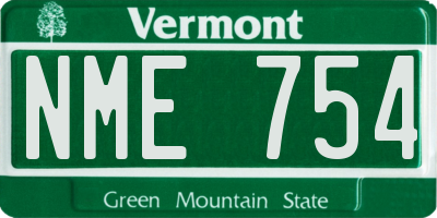 VT license plate NME754